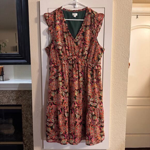 J.Crew Factory Ruffl V-neck Spring Mini Dress Lined Sz 16 Bloggers Favorite - Picture 3 of 8
